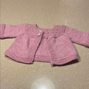 Charming Handknit Pink Baby Cardigan
